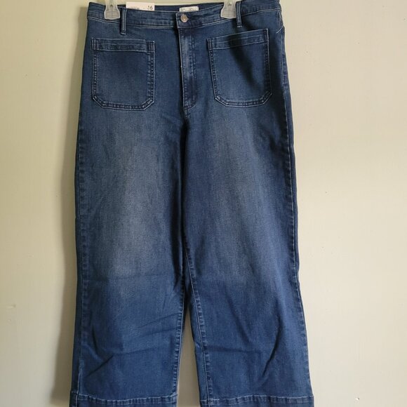Jessica Simpson Jeans Women's 16 Blue Denim High Rise Cropped Wide Leg NWT - Picture 4 of 7